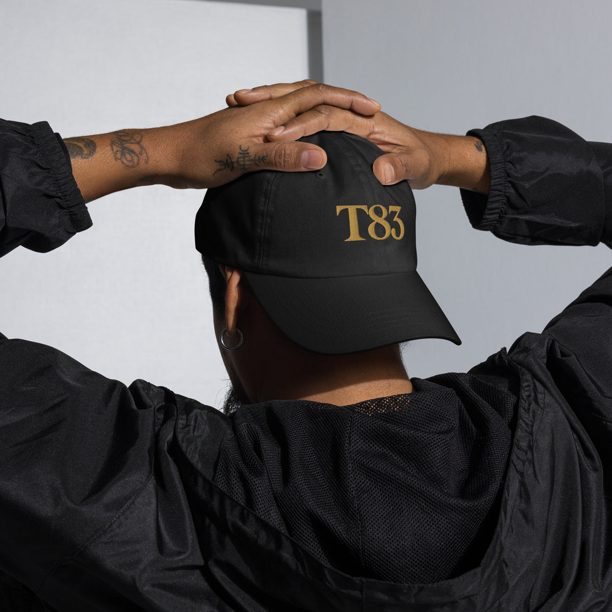 Off-Duty Dad Hat, black cap with Table 83 logo