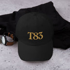 Off-Duty Dad Hat, black cap with Table 83 logo