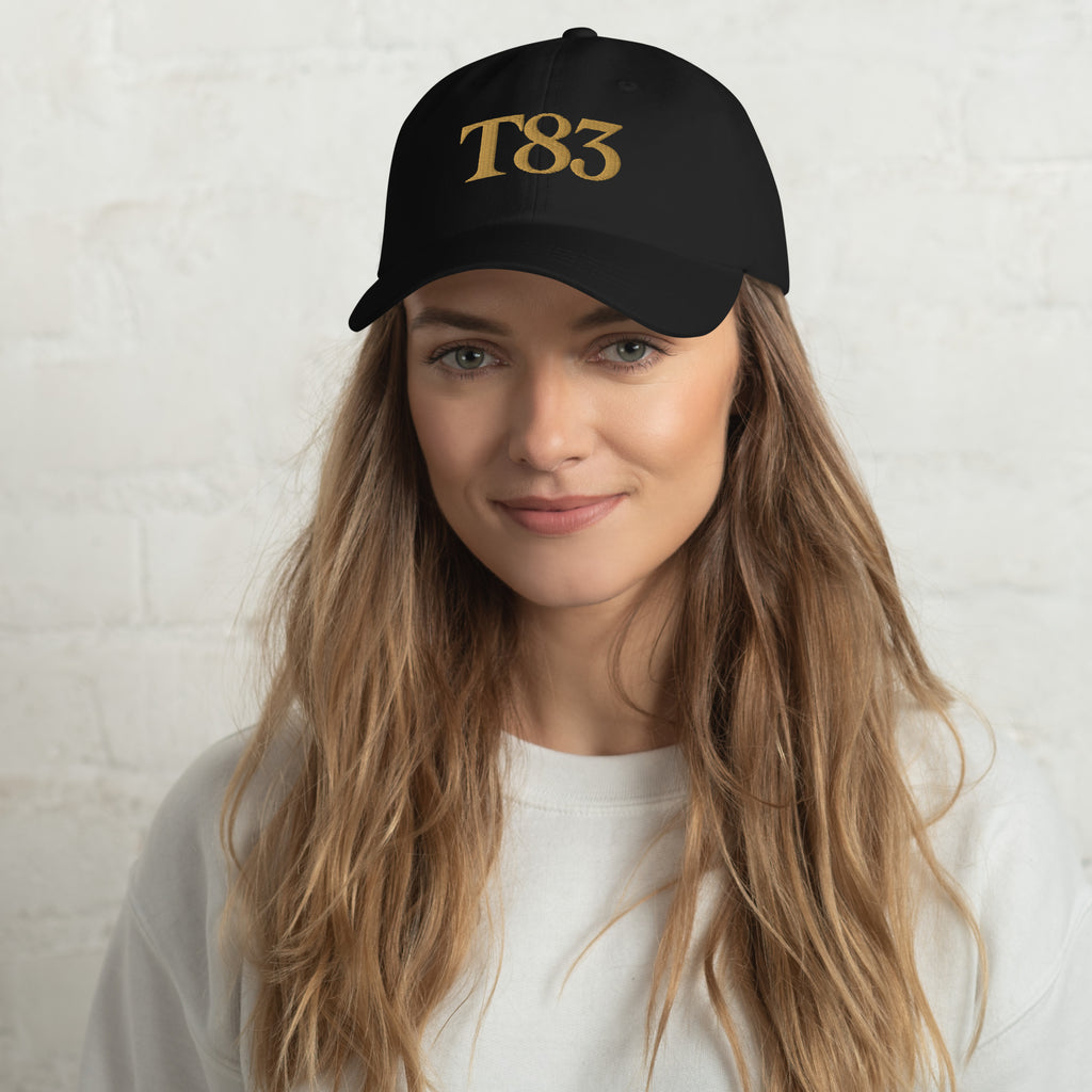 Off-Duty Dad Hat, black cap with Table 83 logo