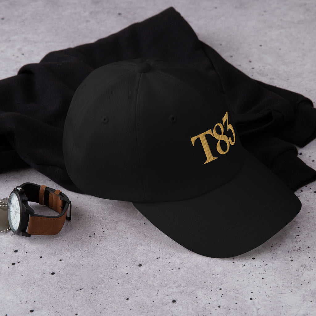 Off-Duty Dad Hat, black cap with Table 83 logo
