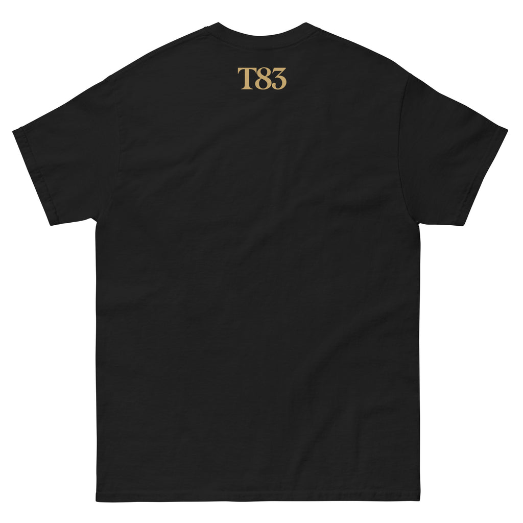 Bartender Is Always Right tee, black, back: T83 logo below the collar
