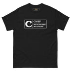 My Kitchen, My Rules chef tee, black, front: rated C for Chef, My Kitchen My Rules lettering