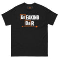 Breaking Bar tee, black, front: periodic-table lettering with an orange bar spoon