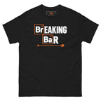 Breaking Bar tee, black, front: periodic-table lettering with an orange bar spoon