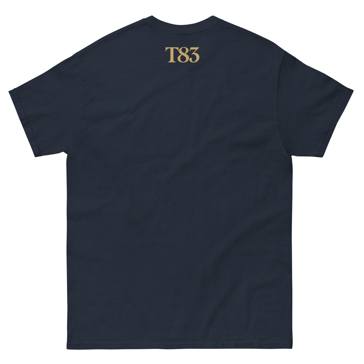Bartender Off Duty tee, navy, back: T83 logo below the collar